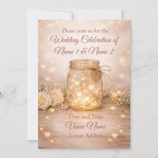 Rustic Mason Jar Save the Date - also digital DL セーブザデート (正面)