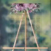 Rustic Mauve Plum Purple Floral Wedding Seating アクリルサイン (ニュートラル)