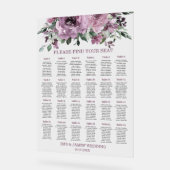 Rustic Mauve Plum Purple Floral Wedding Seating アクリルサイン (傾斜)