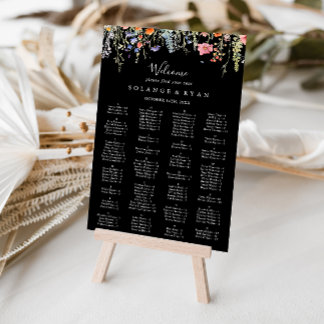 Rustic Meadow Botanical Alphabetical Seating Chart ポスター