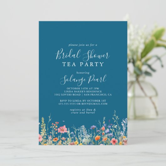 Rustic Meadow Botanical Bridal Shower Tea Party 招待状 (スタンド正面)