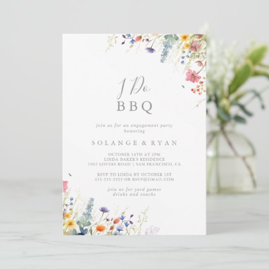 Rustic Meadow Botanical I Do BBQ Engagement Party 招待状 (スタンド正面)