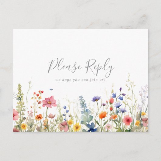 Rustic Meadow Botanical Menu Choice RSVP Postcard ポストカード (正面)