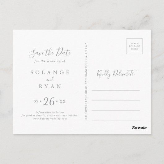 Rustic Meadow Botanical Save the Date ポストカード (裏面)