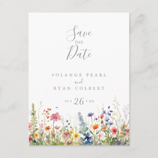 Rustic Meadow Botanical Save the Date ポストカード (正面)