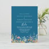 Rustic Meadow Botanical Spanish Wedding 招待状 (スタンド正面)