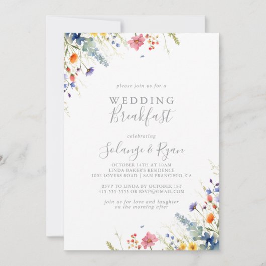 Rustic Meadow Botanical Wedding Breakfast 招待状 (正面)