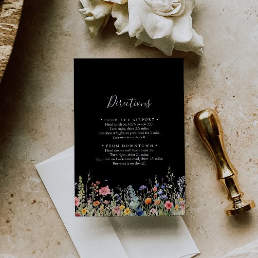 Rustic Meadow Botanical Wedding Directions エンクロージャーカード