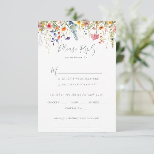 Rustic Meadow Botanical Wedding Menu Choice RSVP (スタンド正面)