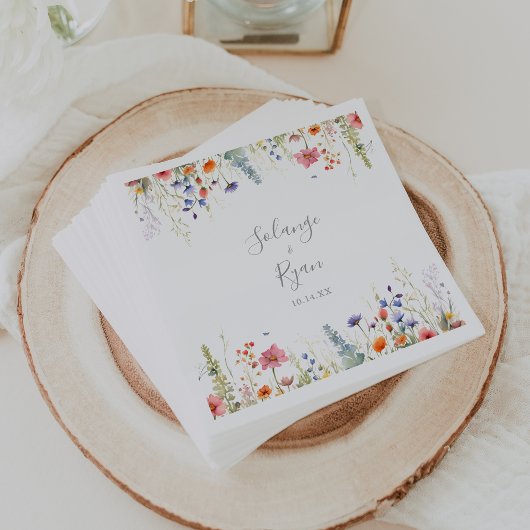 Rustic Meadow Botanical Wedding Napkin スタンダードカクテルナプキン