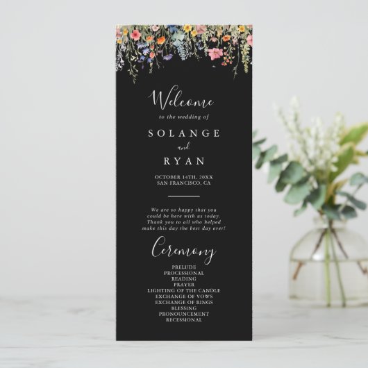 Rustic Meadow Botanical Wedding Program プログラム (スタンド正面)