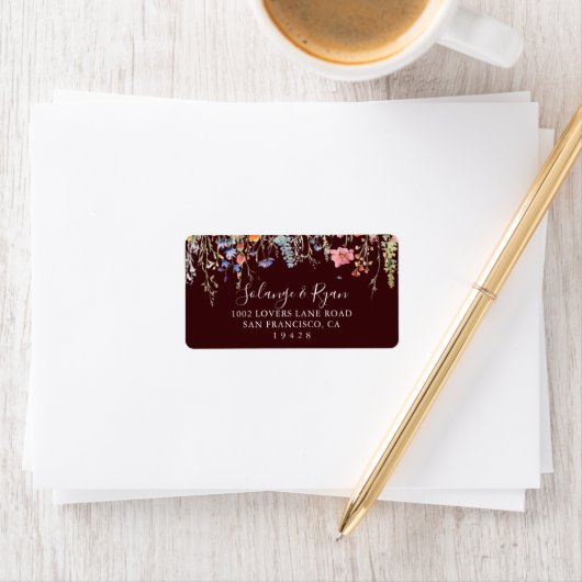 Rustic Meadow Botanical Wedding RSVP Address Label ラベル (インサイチュ)