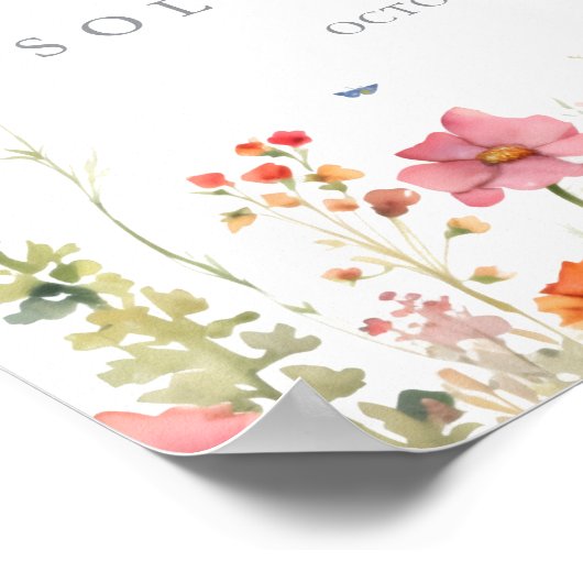 Rustic Meadow Botanical Wedding Welcome Sign ポスター (角)