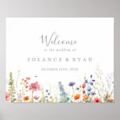 Rustic Meadow Botanical Wedding Welcome Sign ポスター (正面)