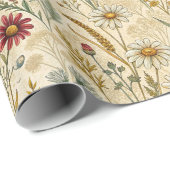 Rustic Meadow Daisies with Wheat and Wildflowers ラッピングペーパー (ロールコーナー)