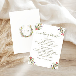 Rustic Meadow Floral Country Wedding Details Cards エンクロージャーカード