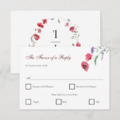 Rustic Meadow Poppy & Lavender Watercolor Wedding エンクロージャーカード (正面/裏面)
