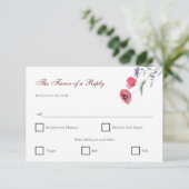 Rustic Meadow Poppy & Lavender Watercolor Wedding エンクロージャーカード (スタンド正面)