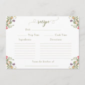Rustic Meadow Wildflower Bridal Shower Recipe Card エンクロージャーカード (正面)