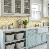 Rustic Mediterranean Mustard Yellow White タイル