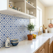 Rustic Mediterranean Navy Blue White タイル