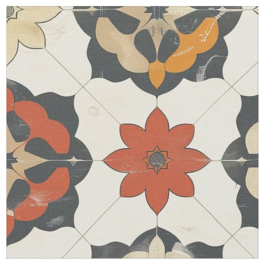 Rustic Mediterranean Tile ファブリック (クローズアップ)