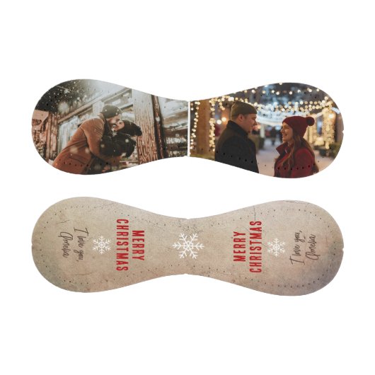 Rustic Merry Christmas 2 Photo Collage Keepsake 野球ボール (パネル)