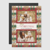 Rustic Merry Christmas Botanical Plaid 2 Photo (正面/裏面)