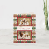 Rustic Merry Christmas Botanical Plaid 2 Photo シーズンカード (正面)
