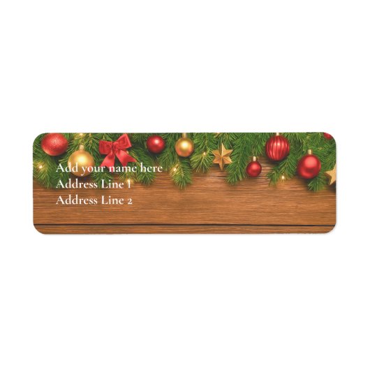 Rustic Merry Christmas Label – Customizable ラベル (正面)
