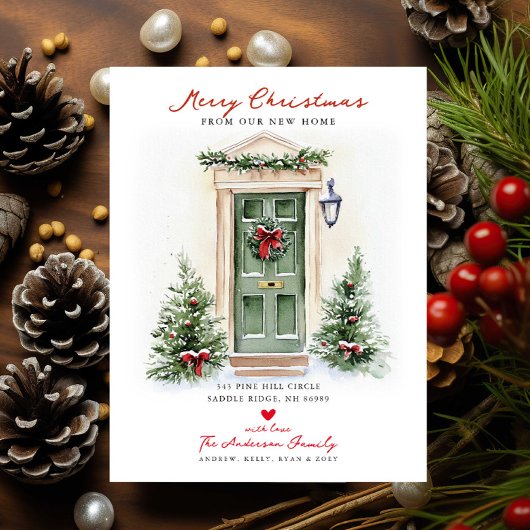 Rustic Merry Christmas New Home Card 案内ポストカード