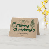 Rustic Merry Christmas Personalized カード (黄色い花)