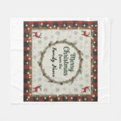 Rustic Merry Christmas Personalized Holiday  フリースブランケット (正面(横))