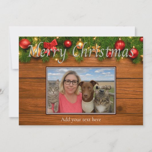 Rustic Merry Christmas Photo Card – Customizable シーズンカード (正面)