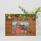 Rustic Merry Christmas Photo Card – Customizable シーズンカード (スタンド正面)