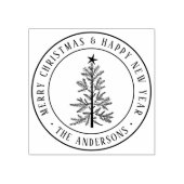 Rustic Merry Christmas Pine Tree ラバースタンプ (インプリント)