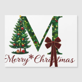 Rustic Merry Christmas Tree Magnetic Card