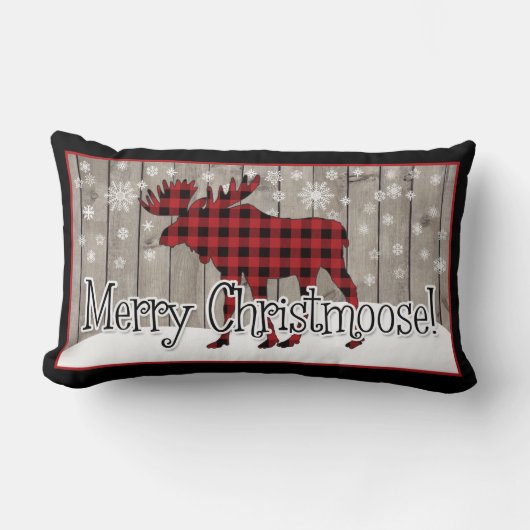 Rustic Merry Christmoose Lumbar Pillow ランバークッション (正面)