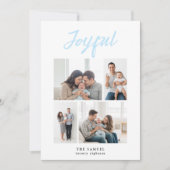 Rustic Merry Four Family Photo Collage White シーズンカード (正面)