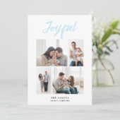 Rustic Merry Four Family Photo Collage White シーズンカード (スタンド正面)