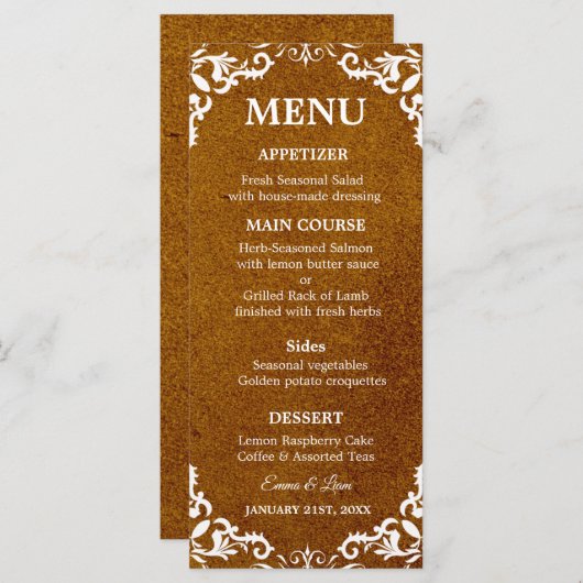 Rustic Mexican Wedding Menu Card メニュー (正面/裏面)