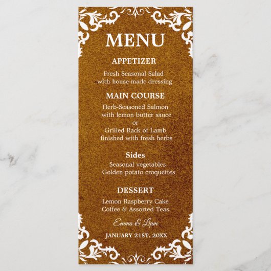 Rustic Mexican Wedding Menu Card メニュー (正面)