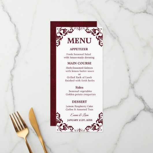 Rustic Mexican Wedding Menu Card メニュー (正面/裏面インサイチュ)