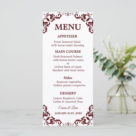 Rustic Mexican Wedding Menu Card メニュー (スタンド正面)