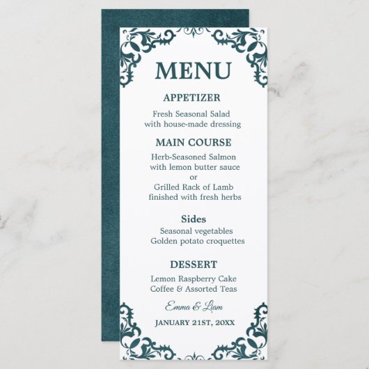 Rustic Mexican Wedding Menu Card メニュー (正面/裏面)