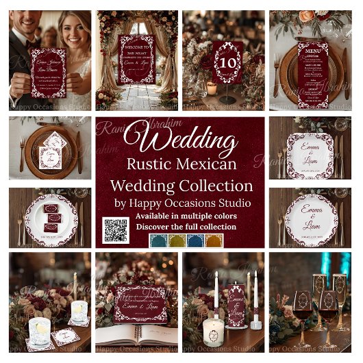 Rustic Mexican Wedding Menu Card メニュー