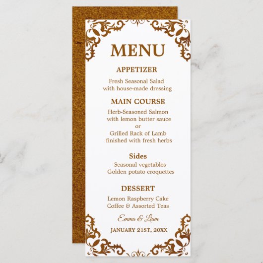 Rustic Mexican Wedding Menu Card メニュー (正面/裏面)