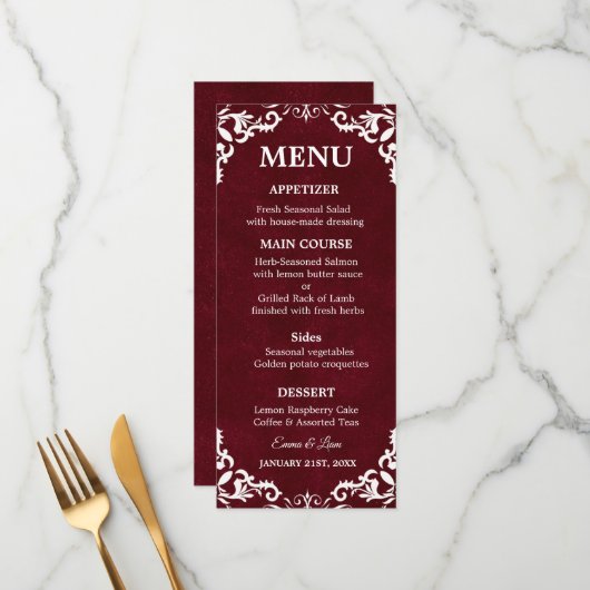 Rustic Mexican Wedding Menu Card メニュー (正面/裏面インサイチュ)