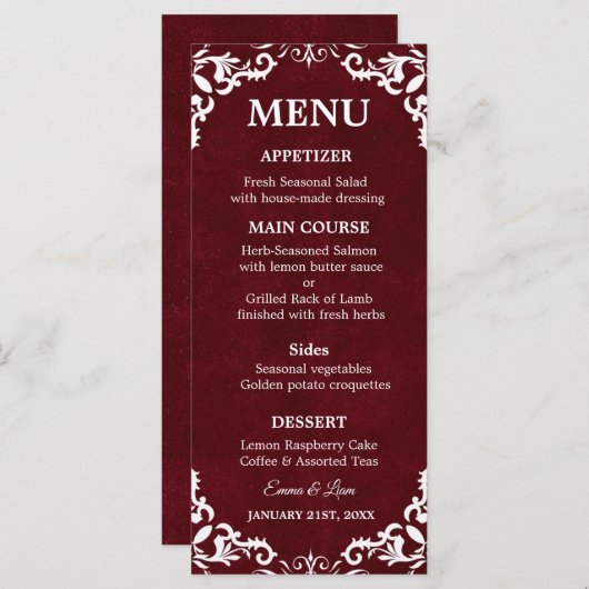 Rustic Mexican Wedding Menu Card メニュー (正面/裏面)