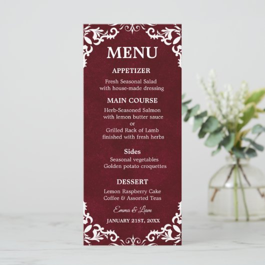 Rustic Mexican Wedding Menu Card メニュー (スタンド正面)